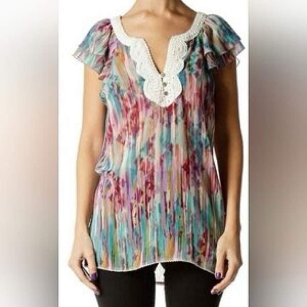 Colorful Women's Top with Crochet Detail